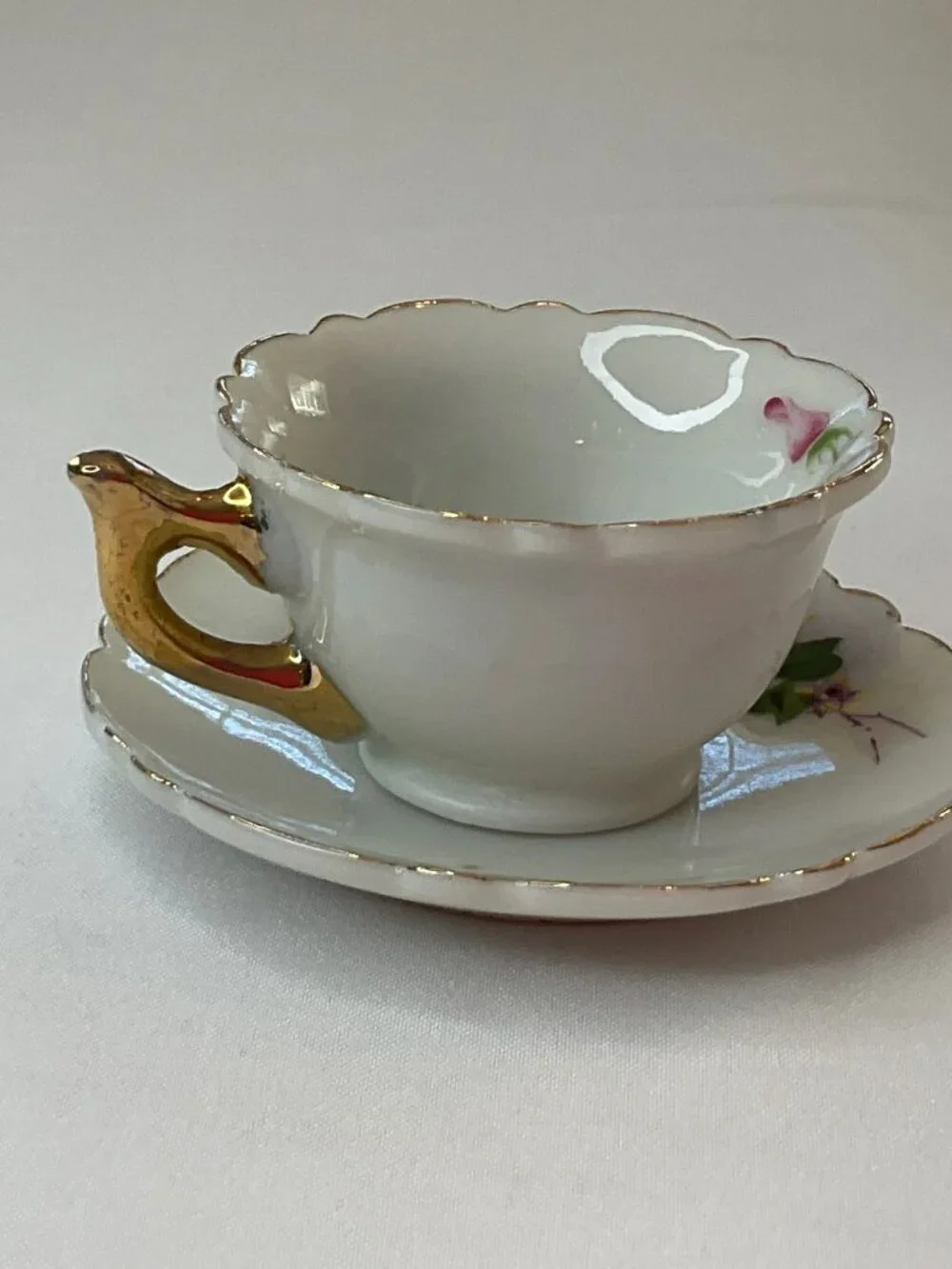 Vintage Miniature Japanese Hand Painted Cup & Saucer Set Cottage Dollhouse Tea‎